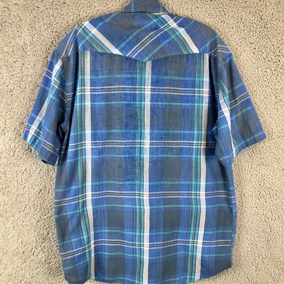 Vintage‎ 90s Rustler Wrangler Pearl Snap Shirt Men's Medium Short Sleeve - Picture 2 of 6